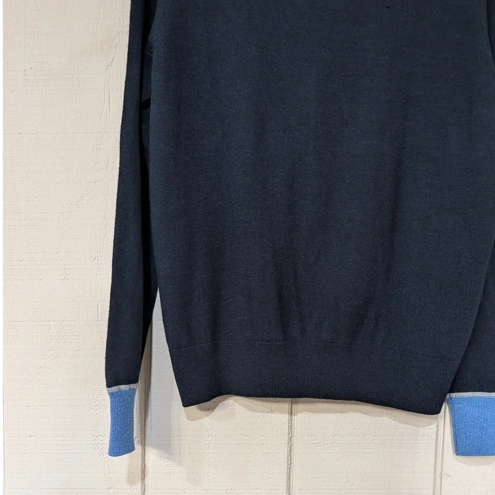 Banana Republic Extra-fine‎ Merino Wool Contrast-trim cardigan Navy Mens L